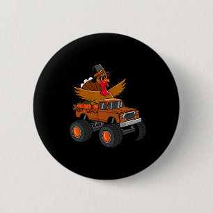 Macaron Rond 5 Cm Dindon de Thanksgiving conduisant un monster truck