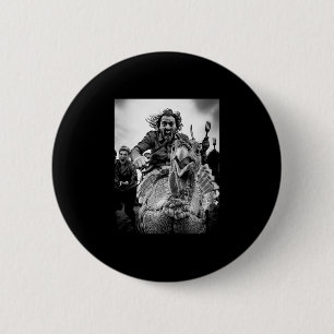 Macaron Rond 5 Cm Dindon Selfie Drôle Noir Et Blanc Thanksgiving F