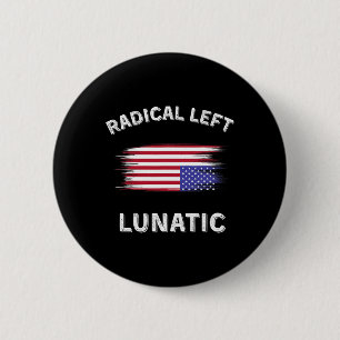 Macaron Rond 5 Cm Dingue de gauche radicale anti Trump drôle démocra
