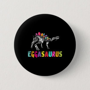 Macaron Rond 5 Cm Dino de Pâques - Eggasaurus Stégosaure Œuf Dinosau