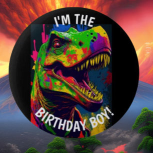 Macaron Rond 5 Cm Dino Happy T Rex Anniversaire Garçon