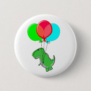 Macaron Rond 5 Cm Dino Mignonne Et En Colère Volant Avec Des Ballons
