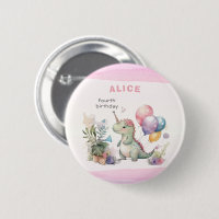 Dino Party Watercolor Girl rose Anniversaire