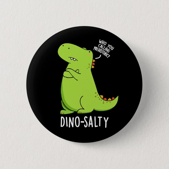 Macaron Rond 5 Cm Dino-salé Dinosaure Dinosaure Pun Dark BG (Devant)