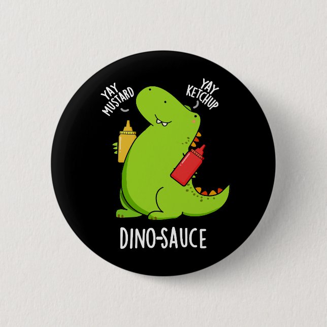 Macaron Rond 5 Cm Dino-Sauce Dinosaure Dinosaure Pun Dark BG (Devant)
