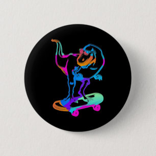 Macaron Rond 5 Cm Dino Skateboard Planche à Roulettes Funny Skateuse