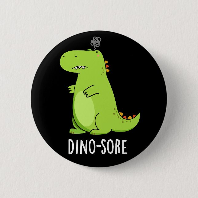 Macaron Rond 5 Cm Dino-sore Funny Irritated Dinosaur Pun Dark BG (Devant)