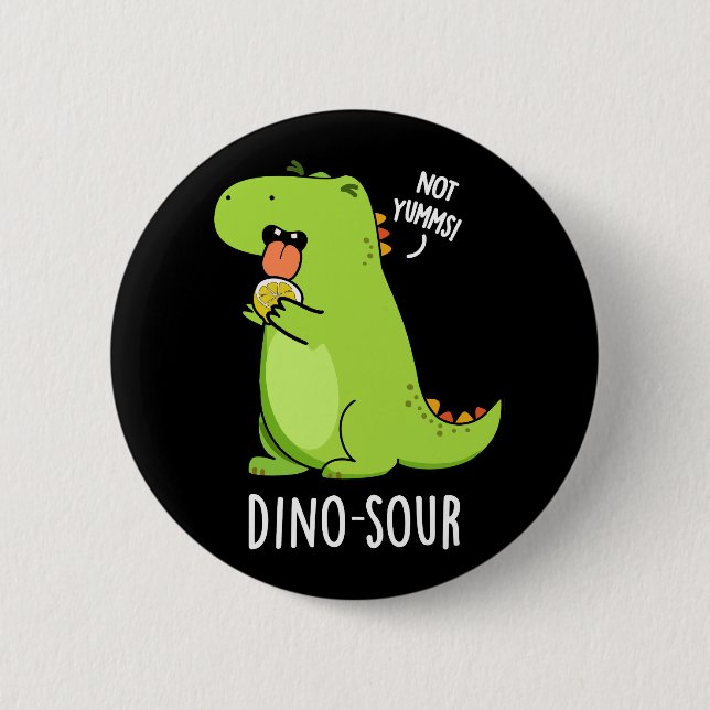 Macaron Rond 5 Cm Dino-sour Dinosaure Pun Dark BG (Devant)