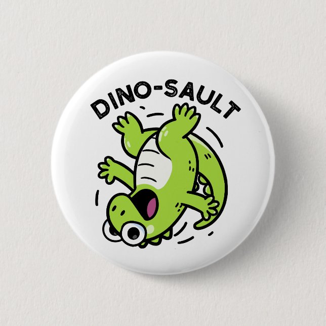 Macaron Rond 5 Cm Dinosault Funny Dinosaur Pun (Devant)