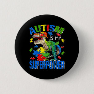 Macaron Rond 5 Cm Dinosaur Rex Autisme Est Mon Adjudant Autisme Supe