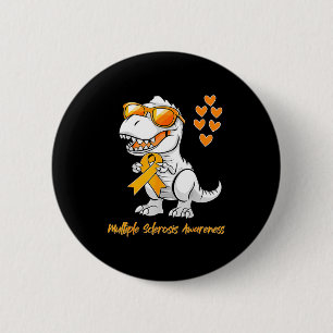 Macaron Rond 5 Cm Dinosaur Ruban Orange Soutien Sclérose en Plaques