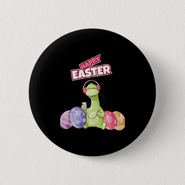 Macaron Rond 5 Cm Dinosaur Say Happy Easter Premium Tri-blend  (Devant)
