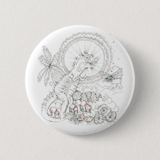 Macaron Rond 5 Cm Dinosaure (Devant)