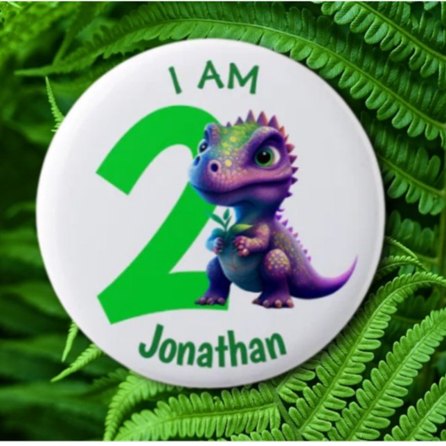 Macaron Rond 5 Cm Dinosaure anniversaire Vert (Fun Jurassic Dinosaur Collection/Pin Set)