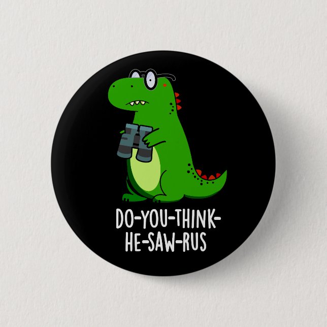 Macaron Rond 5 Cm Dinosaure Dinosaure Pun Dark BG (Devant)