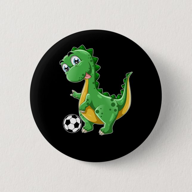 Macaron Rond 5 Cm Dinosaure jouant Soccer Dino Sports (Devant)