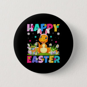 Macaron Rond 5 Cm Dinosaure Joyeuses Pâques Chasse aux œufs Lapin Or