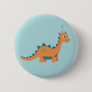 Macaron Rond 5 Cm Dinosaure orangé de caricature en casquette de f