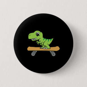 Macaron Rond 5 Cm Dinosaure Skateboard Mignon Dinosaure de skateboar