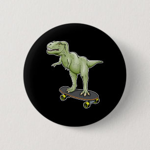 Macaron Rond 5 Cm Dinosaure skateboard T-rex Dino Dinosaure 