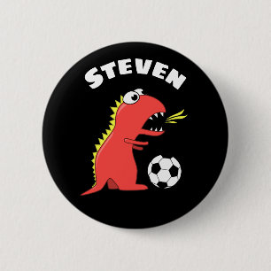 Macaron Rond 5 Cm Dinosaure Soccer Player Funny Kids Nom