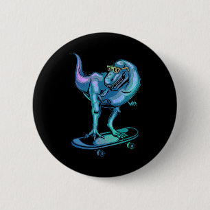 Macaron Rond 5 Cm Dinosaure sur skateboard équipement de skateboard 
