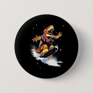 Macaron Rond 5 Cm Dinosaure T-rex Snowboard Planche à neige Planchis