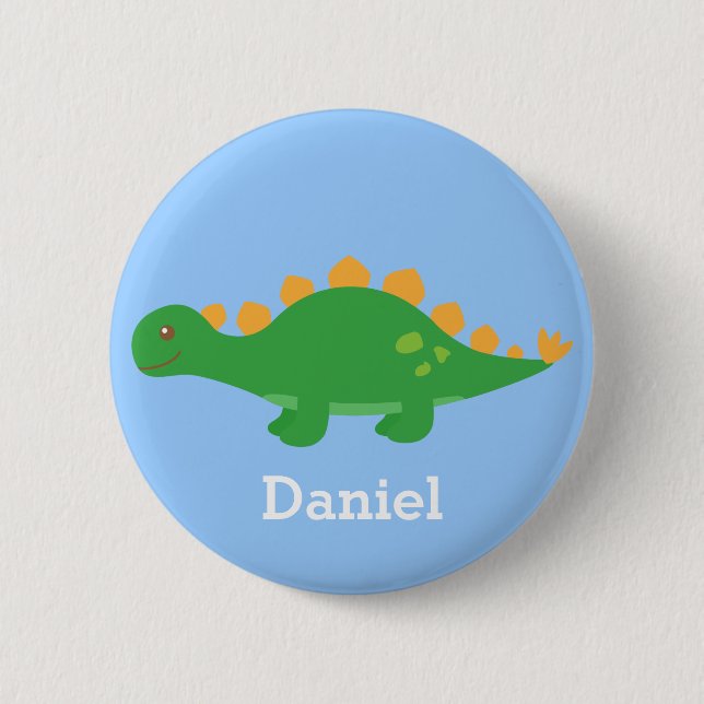 Macaron Rond 5 Cm Dinosaure vert mignon de Stegosaurus pour des (Devant)