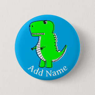 Macaron Rond 5 Cm Dinosaure vert Nom personnalisé du dessin