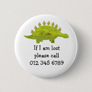 Macaron Rond 5 Cm Dinosaure vert, Urgence pour enfants, Sécurité