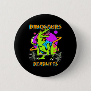 Macaron Rond 5 Cm Dinosaures drôles et musculation haltérophilie Bod