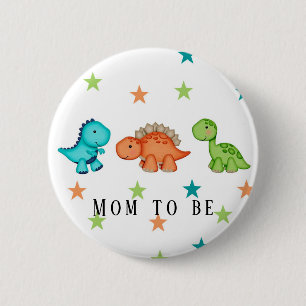 Macaron Rond 5 Cm Dinosaures mignons et étoiles Baby shower Maman à 