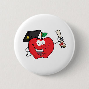 Macaron Rond 5 Cm Diplômé de caractère d'Apple tenant un diplôme