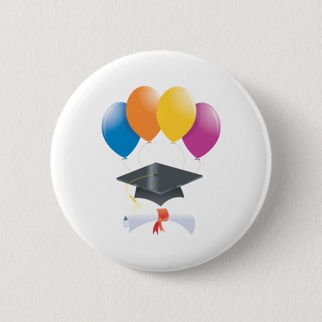 Macaron Rond 5 Cm Diplôme de Casquette de la partie Pins Ballons (Devant)
