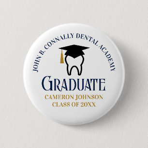 Macaron Rond 5 Cm Diplôme de l'école dentaire personnalisée Marine B