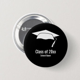 Macaron Rond 5 Cm Diplôme Noir Blanc Nom de l'école Promotion 2026