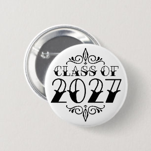 Macaron Rond 5 Cm Diplômés de la promotion 2027 de la classe Gris de