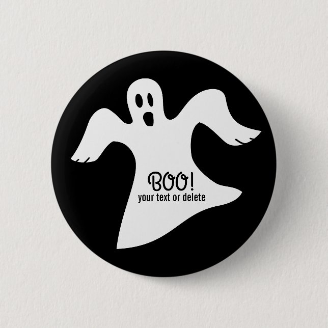 Macaron Rond 5 Cm Dire blanc éffrayant de fantôme de Halloween HUENT (Devant)