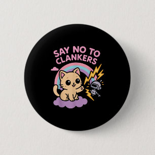Macaron Rond 5 Cm Dire Non Aux Robots Anti Ai Clankers Chat Mignon P