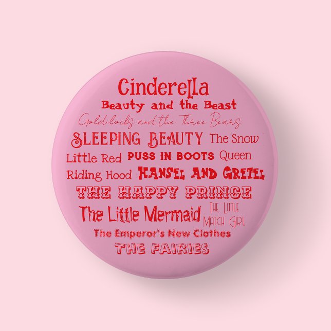 Macaron Rond 5 Cm Dire un insigne de la Fée (Pink Fairy Tale Badge/Button)