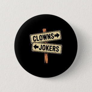 Macaron Rond 5 Cm Direction vintage clowns à gauche les jokers à la