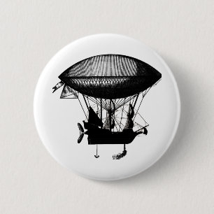 Macaron Rond 5 Cm Dirigeable de pirate de Steampunk