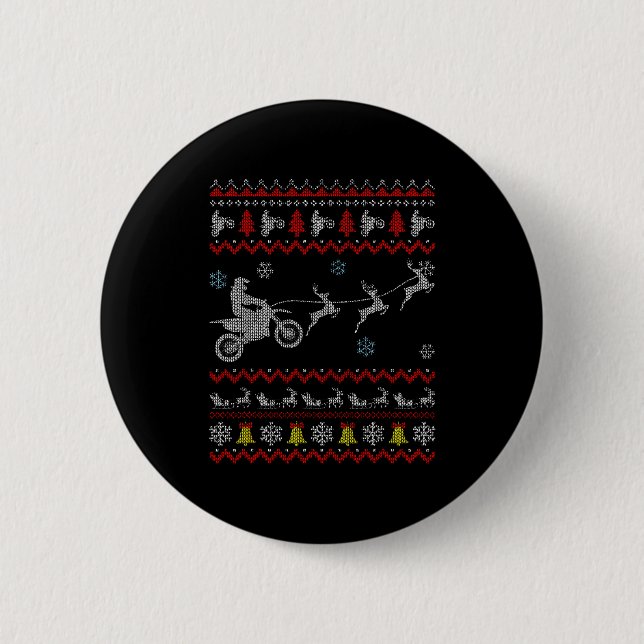 Macaron Rond 5 Cm Dirt Bike Motorcycle Pajama Ugly Christmas Biker  (Devant)
