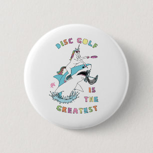 Macaron Rond 5 Cm Disk Golf Est Le Plus Grand Unicorn Riding Shark