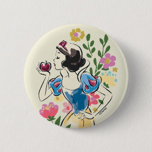 Macaron Rond 5 Cm Disney Belle neige blanche florale graphique