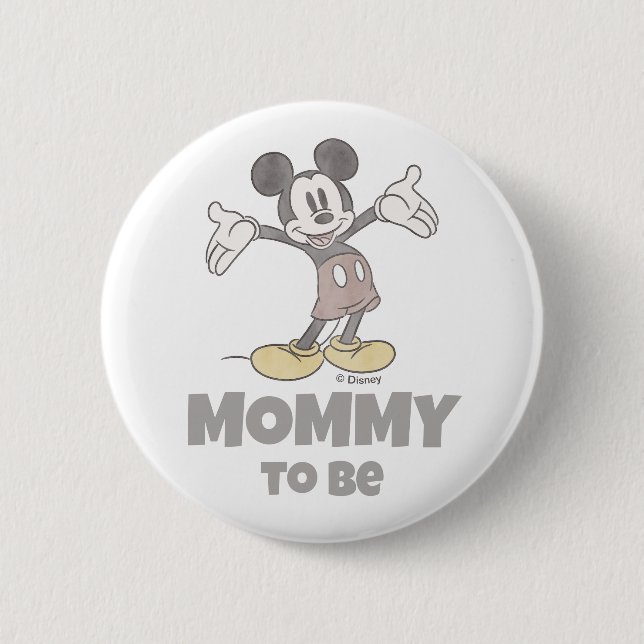 Macaron Rond 5 Cm Disney Mickey Mouse Maman to Be Baby shower (Devant)