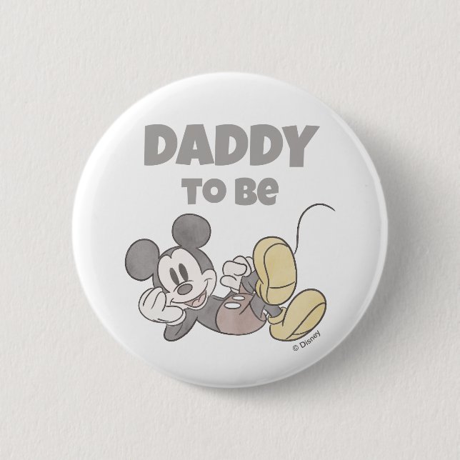 Macaron Rond 5 Cm Disney Mickey Moused Papa sera Baby shower (Devant)