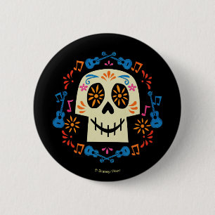 Macaron Rond 5 Cm Disney Pixar Coco   Crâne de sucre gothique