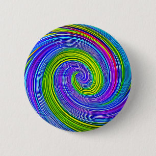 Macaron Rond 5 Cm DISQUE HYPNOTIQUE Spirale Mésoaméricaine Psychedél