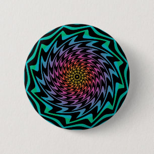 Macaron Rond 5 Cm DISQUE HYPNOTIQUE Spirale néon cool zig zag envoût